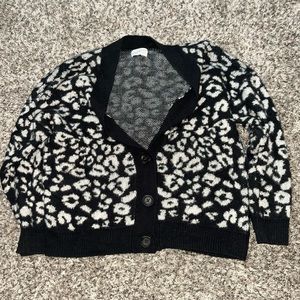 Cardigan; Leopard print; Black and white